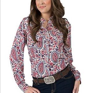 Tock by Wrangler paisley western shirt EUC